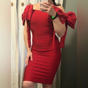Fashion NovaLux  Bold Red Bow Dress